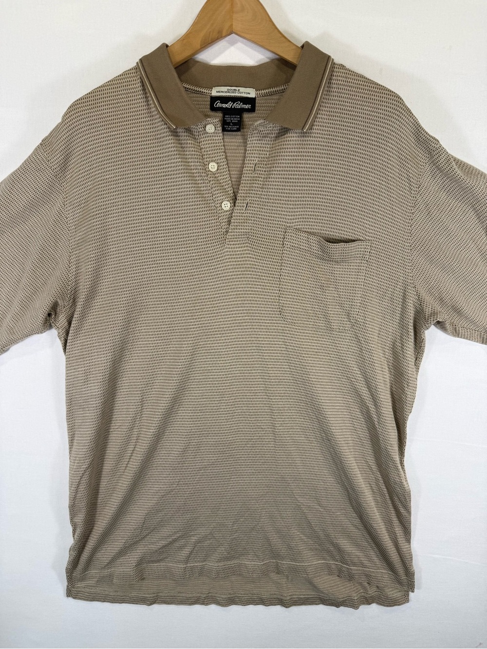 Arnold Palmer Men's Tan Short-Sleeve Polo with Contrast Collar